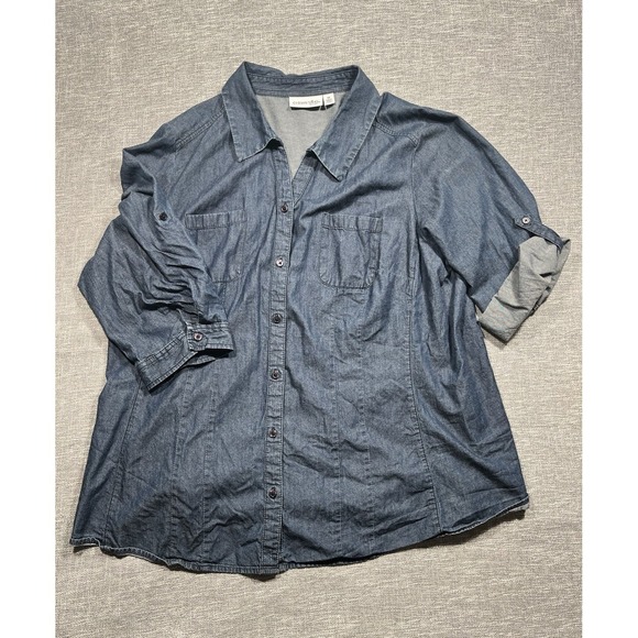 St. John's Bay Other - St. John's Bay unisex Blue Denim Cotton Button-Up Shirt Pockets Big & Tall 1X